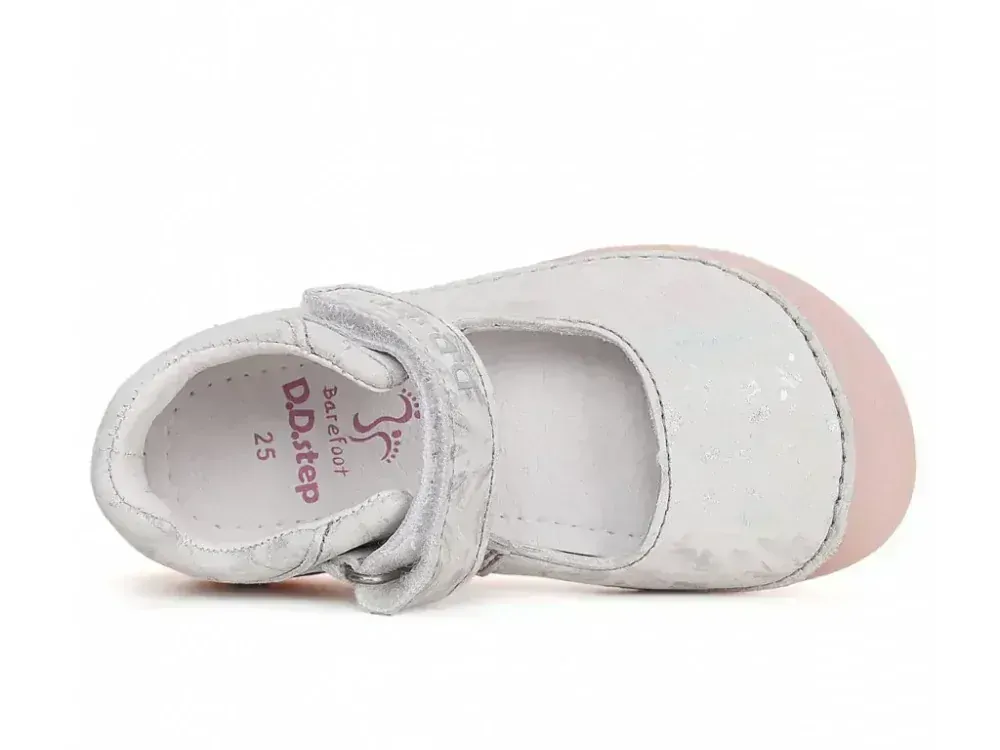 Kožené barefoot balerínky D.D.step H063-41716 Silver