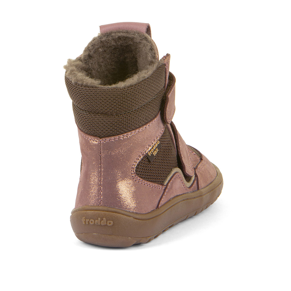 Froddo zimní barefoot dětská obuv G3160247-8 Tex Winter Pink/Gold
