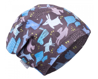 Unuo, dětská čepice fleecová spadená, pejsci