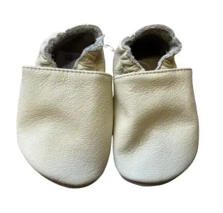 Kožené capáčky baBice barefoot krémové MB-002